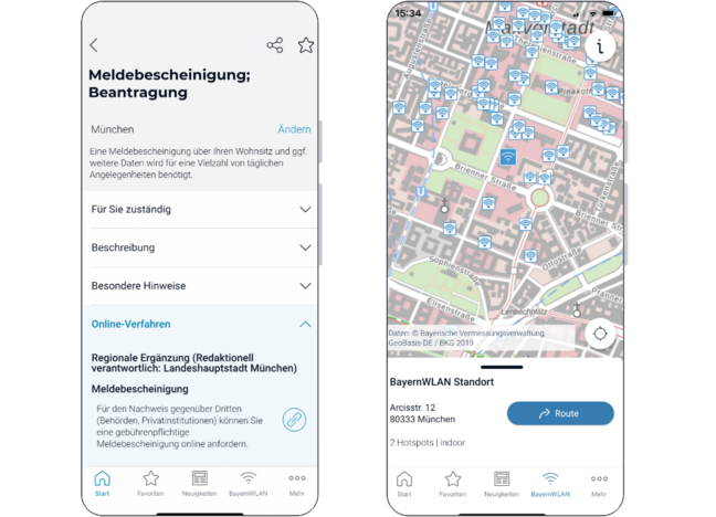 Screenshot der BayernApp